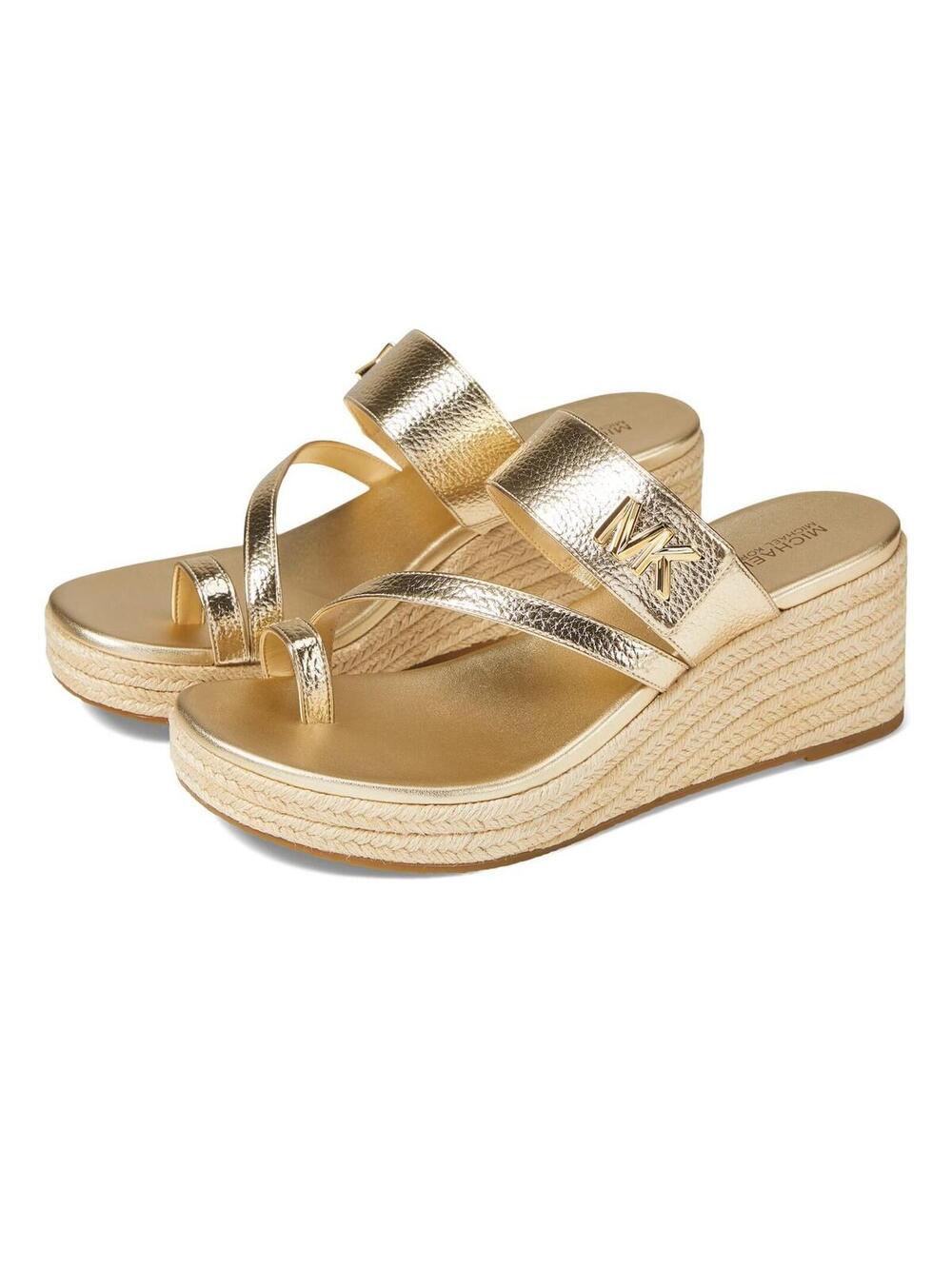 Michael Kors Jilly Mid Wedge Heel 2.5" - Pale Gold Sandals 8.5 M NEW - Picture 5 of 5